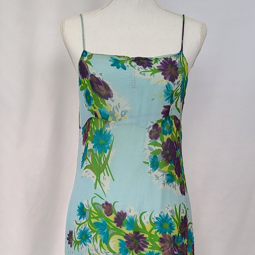 Free People Light Blue Floral Maxi Dress with Teal & Purple